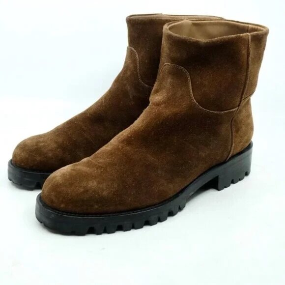 HELMUT LANG~BROWN SUEDE WOMEN'S CHELSEA BOOTS PLATFORM HEEL~NWOT SIZE 39/ 8.5M - Picture 3 of 7